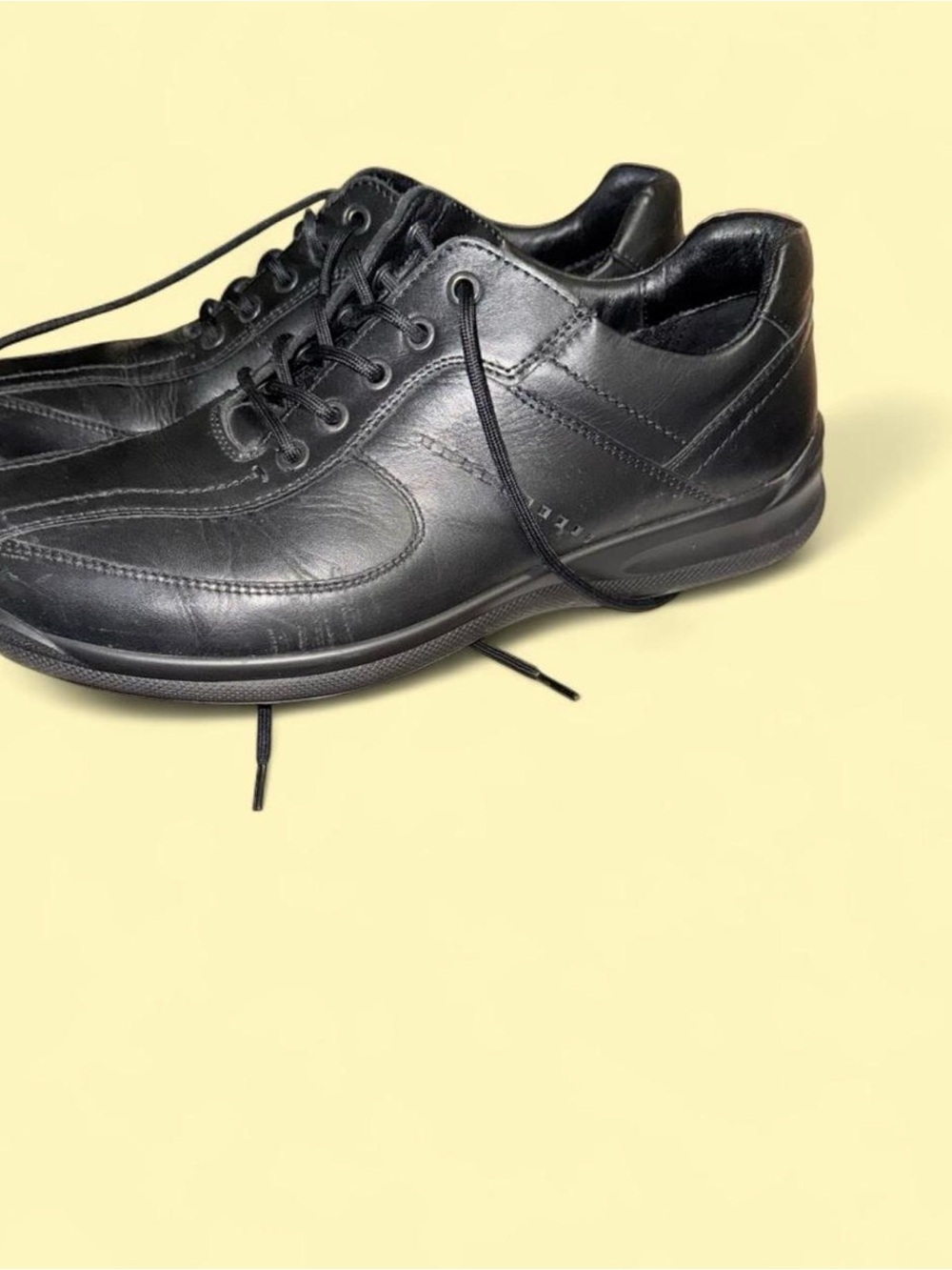 hotter Black Leather Oxford-Style Lace-Up Shoes